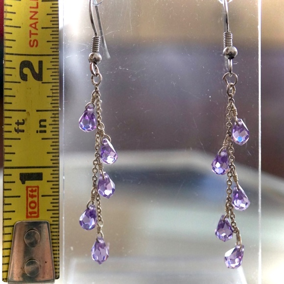 Genuine Amethyst Briolettes and Sterling Silver Earrings - Picture 5 of 5